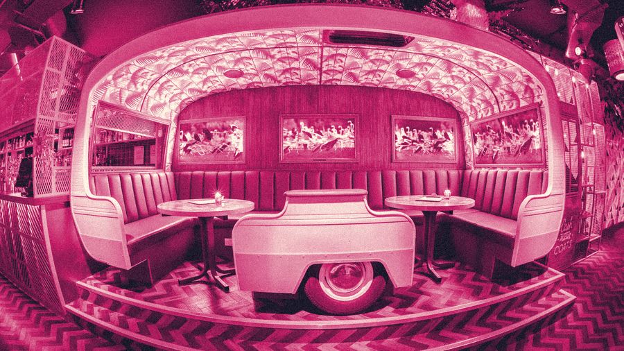 The caravan booth inside Barrio Brixton
